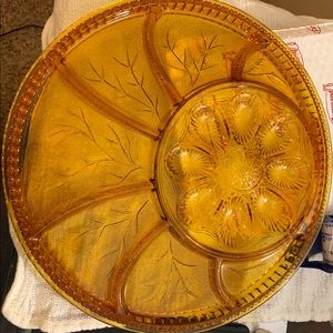 Indiana Amber Deviled Egg And Relish Serving Tray